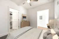 bedroom and closet