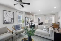 living area and kitchen and dining areas