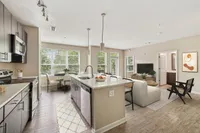 Kitchen and living room virtually staged