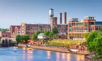 skyline and river view of columbus georgia