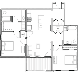 two bedroom two bath, 1,108 square feet