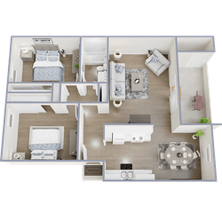 Two bedroom one bathroom floor plan