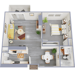 One bedroom floor plan image