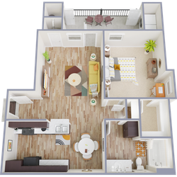 A2E Floor Plan, 1 Bed, 1 Bath, 754 SqFt