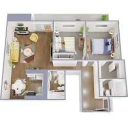 Two bedroom, two bath, 1,191 square feet