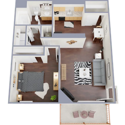 A1 1x1 floor plan