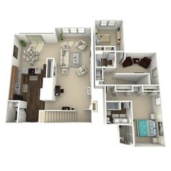 B2 - two bedroom, two bath apartment floor plan