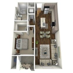 A1 - one bedroom, one bath apartment floor plan
