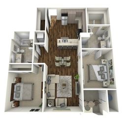 B2 - two bedroom, two bath apartment floor plan