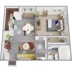 A1 - one bedroom, one bath apartment floor plan
