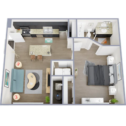 A1 - one bedroom, one bath apartment floor plan