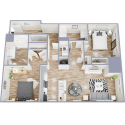 B2 - two bedroom, two bath apartment floor plan