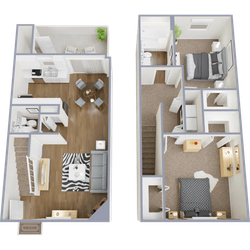 Two bedroom, one and a half bath townhome