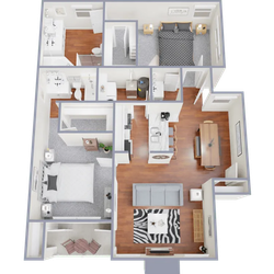 B1 - two bedroom, two and a half bath apartment home