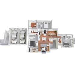 C1 - three bedroom, three bath apartment home