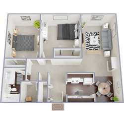 B2 - Two bedroom, one bath, 900 square foot apartment