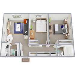 B1 - two bedroom, one bath apartment at Central Heights