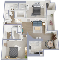 Topaz - two bedroom, two bath, 1,280 square foot apartment