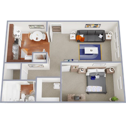 A1 - 651 square foot one bedroom, one bath apartment home