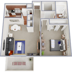 A2 - 751 square foot one bedroom, one bath apartment home