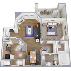 A2 - 731 square foot, one bedroom, one bath apartment
