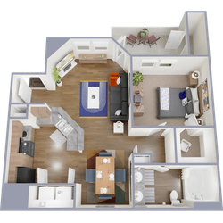 A4 - 752 square foot, one bedroom, one bath apartment