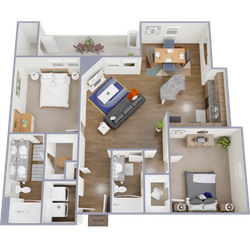 B5 - 1,145 square foot, two bedroom, two bath apartment