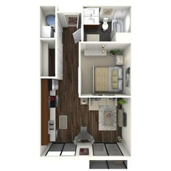563 square foot one bedroom, one bath apartment home