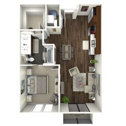 670 square foot one bedroom, one bath apartment home