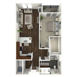 833 square foot one bedroom, one bath apartment home