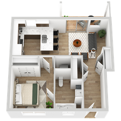 665 square foot one bedroom, one bath apartment home
