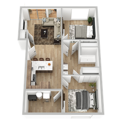 810 square foot two bedroom, one bath apartment home