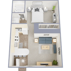 A2 - One bedroom, one bath 570 square foot apartment home