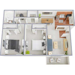 Two bedroom, one bath, 800 square foot apartment home