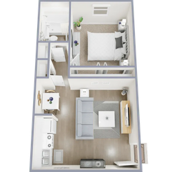 One bedroom, one bath apartment home