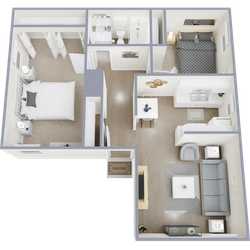 Two bedroom, one bath apartment home