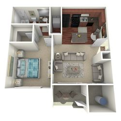 The Allen - One Bed One Bath Floorplan