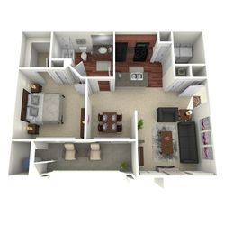 The Cameron - One Bed One Bath Floorplan Image