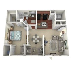 The Ryan - One Bed One Bath Floorplan Image