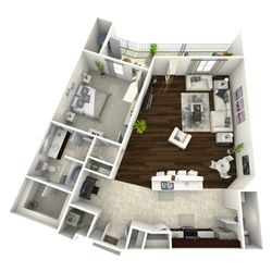 Spacious one bedroom with a generous living room.