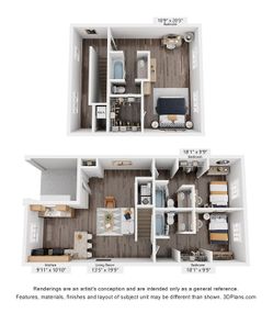 Elegant 3-bedroom floor plan with open-concept living room and kitchen, featuring modern finishes and ample natural light.