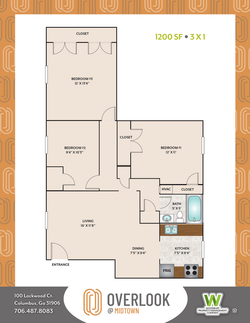 three bedroom one bath floorplan