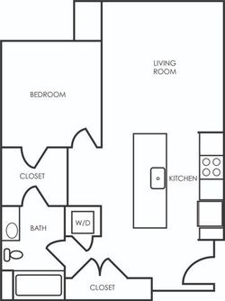 One bedroom, one bath 675 sq ft