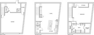 1695 square foot 1 bed 1.5 bath townhome floorplan image