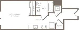 448 square foot studio one bath floor plan image
