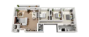 Floor Plan Layout for 3 bedroom 2 bathroom apartment