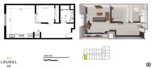 One-Bedroom, One-Bathroom 2D/3D Floor Plan - 1x1D