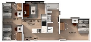 2 Bedroom | 1 Bathroom A Apartment