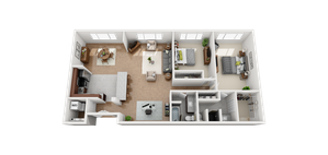 Floor Plan Layout for Two Bedroom Open Concept Apartment
