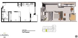 One-Bedroom, One-Bathroom 2D/3D Floor Plan - 1x1AE